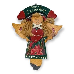 Vintage Rustic Christmas Hanging Merry Christmas Angel